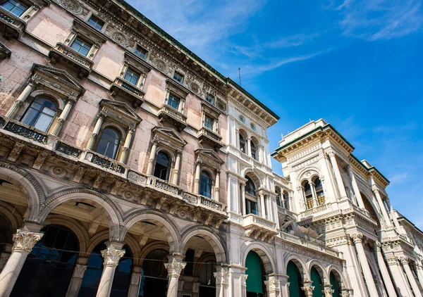 Fachada Galleria Vittorio Emanuele Antiguo Edificio Hermoso Plaza Del Duomo — Foto de Stock