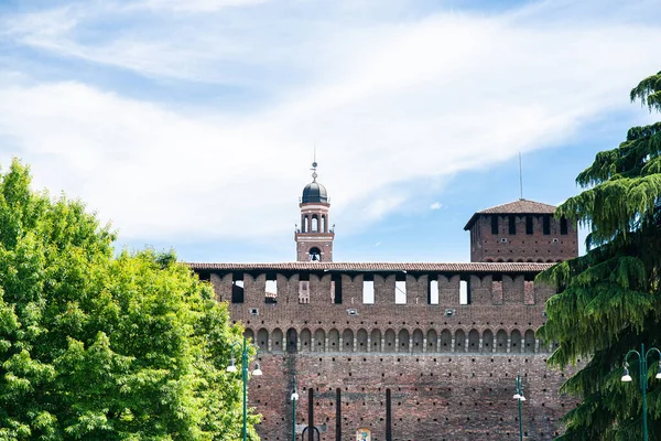 Sforza Kastély Falai Castello Sforzesco Milánóban Olaszországban — Stock Fotó