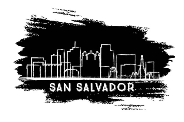 San Salvador City Skyline Silueti Çizimi Çizimi Tarihi Mimariyle Seyahati — Stok Vektör
