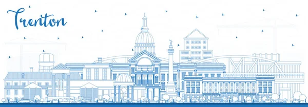 Outline Trenton New Jersey City Skyline Blue Buildings Vector Illustration — Stock Vector