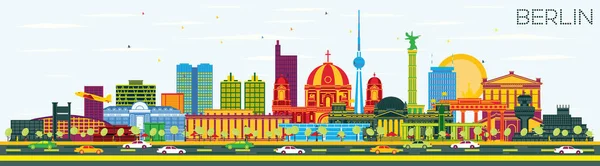 Berlín Německo Skyline Barevnými Budovami Modrým Nebem Vektorová Ilustrace Obchodní — Stockový vektor