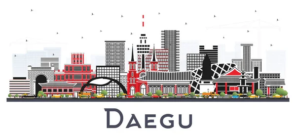 Daegu Zuid Korea City Skyline Met Kleurengebouwen Geïsoleerd Wit Vector — Stockvector