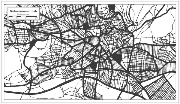 Карта Города Турции Kahramanmarash Черно Белом Цвете Стиле Ретро Карта — стоковый вектор