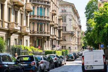 Milan mı? İtalya - 22 Mayıs 2019 Via Aristide de Togni, Milano. Tarihi Mimari.