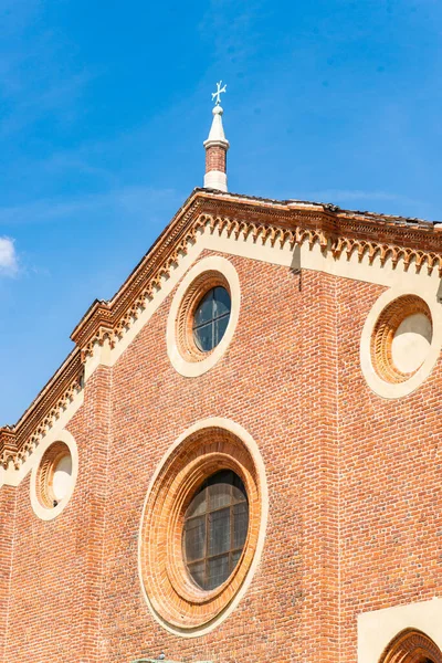 Santa Maria Delle Grazie Templom Homlokzata Milánóban Olaszországban Utolsó Vacsora — Stock Fotó