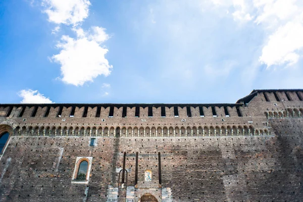 Sforza Kastély Falai Castello Sforzesco Milánóban Olaszországban — Stock Fotó