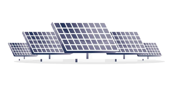 Solar Panels Isolated White Vector Illustration Five Panels — Stock Vector