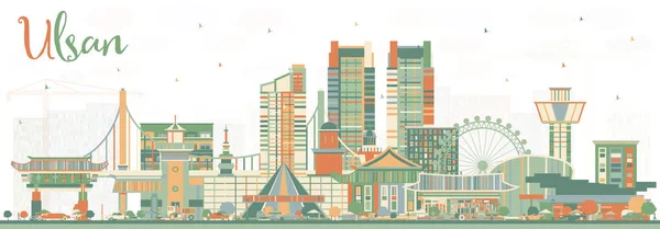 Ulsan Südkorea City Skyline Mit Farbigen Gebäuden Vektorillustration Geschäftsreise Und — Stockvektor