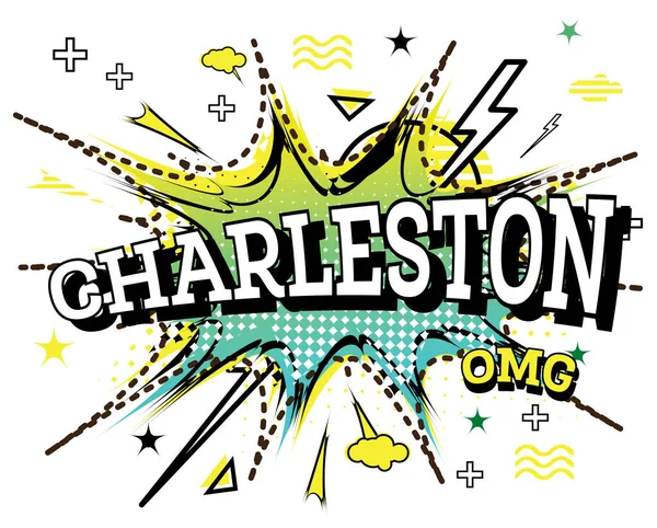 Charleston Comic Text Pop Art Style Izolovaný Bílém Pozadí Vektorová — Stockový vektor