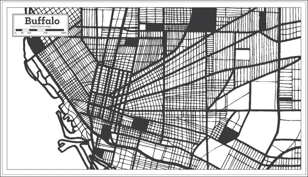 Карта Города Буффало Сша Черно Белом Цвете Стиле Ретро Карта — стоковый вектор