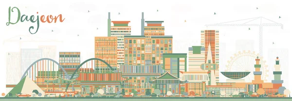 Daejeon South Korea City Skyline Color Buildings Vektorová Ilustrace Obchodní — Stockový vektor