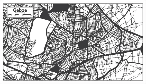 Gebze Turquia Mapa Cidade Preto Branco Cor Estilo Retro Mapa — Vetor de Stock