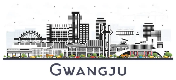 Gwangju Südkorea City Skyline Mit Farbigen Gebäuden Isoliert Auf Weiß — Stockvektor