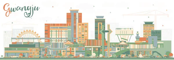 Gwangju Ciudad Corea Del Sur Skyline Con Edificios Color Ilustración — Vector de stock