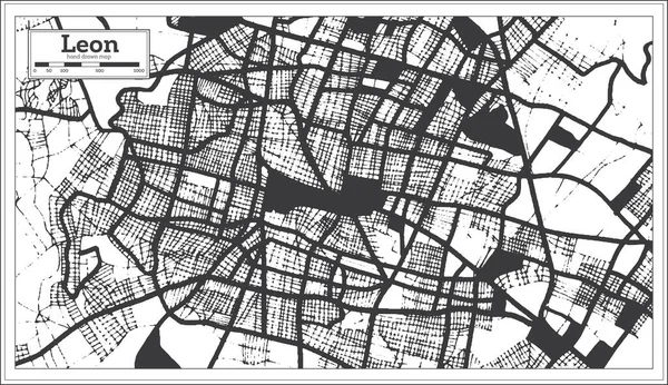 Stadtplan Von Mexiko Stadt Schwarz Und Weiß Retro Stil Übersichtskarte — Stockvektor