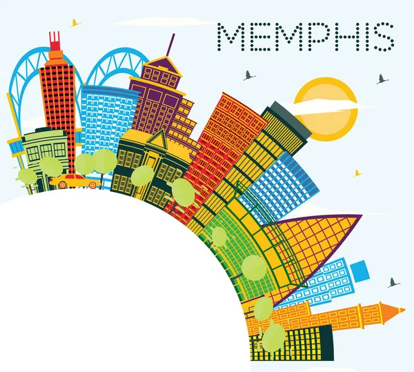 Memphis Tennessee City Skyline Con Edifici Colori Cielo Blu Spazio — Vettoriale Stock