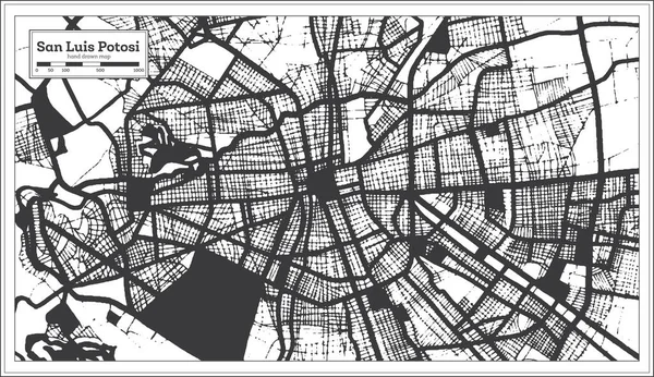 San Luis Potosi Mexico City Map Black White Color Retro — 스톡 벡터