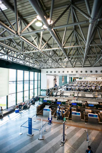 Milão Itália Maio 2019 Interior Aeroporto Malpensa Salão Partidas Aeroporto — Fotografia de Stock