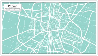 Parma İtalya Şehir Haritası Retro Style. Taslak Harita. Vektör İllüstrasyonu.