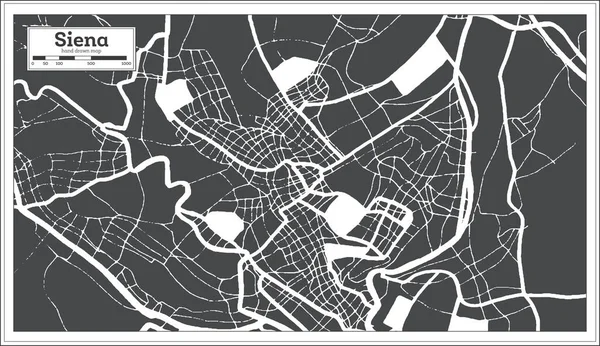 Siena Italia Mapa Ciudad Blanco Negro Color Estilo Retro Mapa — Archivo Imágenes Vectoriales