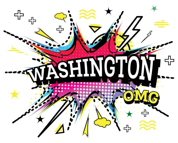 Washington Comic Text Pop Art Style Isolated White Background Illustration — Image vectorielle
