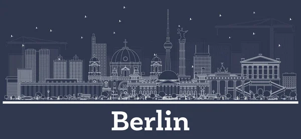 Schets Berlijn Duitsland City Skyline Met Witte Gebouwen Vector Illustratie — Stockvector