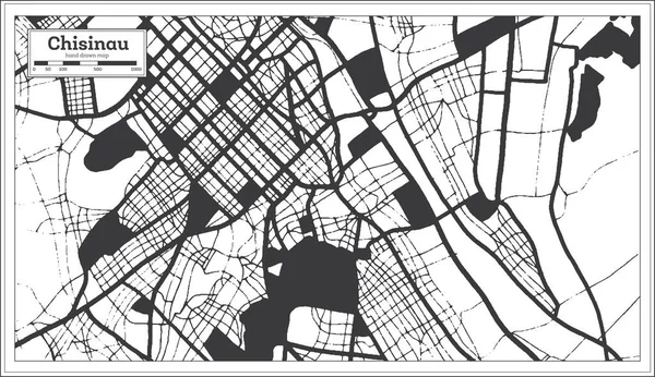 Chisinau Moldawien Stadtplan Schwarz Weißer Farbe Retro Stil Übersichtskarte Vektorillustration — Stockvektor