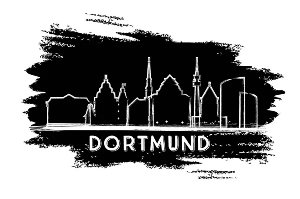 Dortmund Alemania City Skyline Silhouette Boceto Dibujado Mano Concepto Viajes — Vector de stock