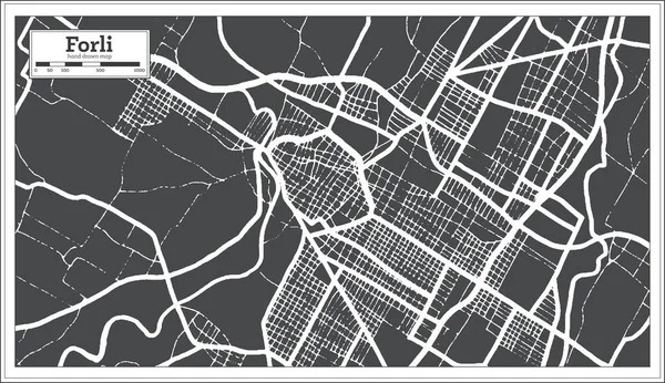 Forli Italia Mapa Ciudad Blanco Negro Color Estilo Retro Mapa — Archivo Imágenes Vectoriales