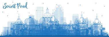 Blue Buildings ile Saint Paul Minnesota City Skyline 'ın ana hatları. Vektör İllüstrasyonu. Modern Mimariyle İş Seyahatleri ve Turizm Konsepti. Saint Paul ABD Tarihi Simgeli Şehir.