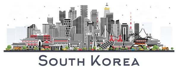 Sydkorea City Skyline Med Gray Buildings Isolerad White Vektorillustration Turistkoncept — Stock vektor