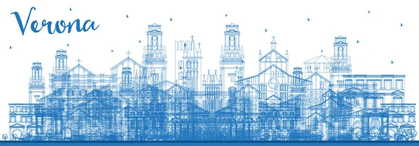 Outline Verona Italy City Skyline Blue Buildings Vector Illustration Business — Stock Vector
