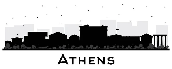 Atenas Grecia City Skyline Silhouette Con Edificios Negros Aislados Blanco — Vector de stock