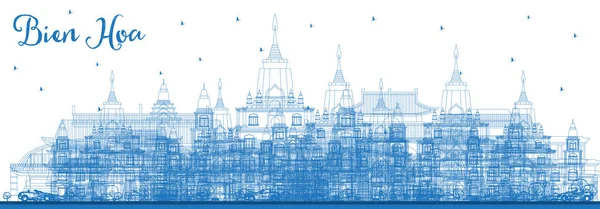 Umriss Bien Hoa Vietnam City Skyline Mit Blauen Gebäuden Vektorillustration — Stockvektor