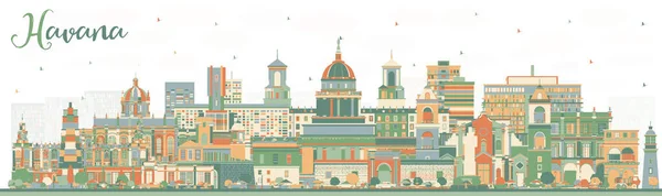 Skyline Havana Cuba City Kolorowymi Budynkami Ilustracja Wektora Business Travel — Wektor stockowy