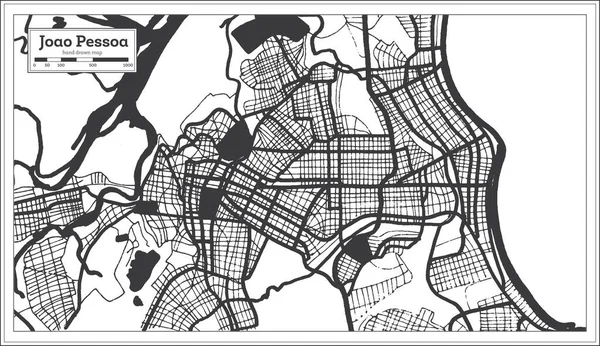 Joao Pessoa Brazílie Mapa Města Černé Bílé Barvě Retro Stylu — Stockový vektor