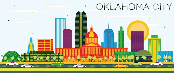 Oklahoma City Skyline Color Buildings Blue Sky Vector Illustration Business — Stock Vector