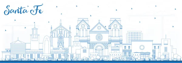 Obrys Santa New Mexico City Skyline Blue Buildings Vektorová Ilustrace — Stockový vektor