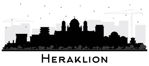 ヘラクライオンギリシャクレタ市白に隔離された黒の建物とスカイラインシルエット ベクトルイラスト 歴史的 近代的な建築と観光の概念 ランドマークとイラクリオンの街の風景 — ストックベクタ
