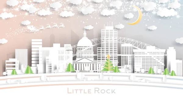 Little Rock Arkansas Usa City Skyline Paper Cut Style Vločkami — Stockový vektor