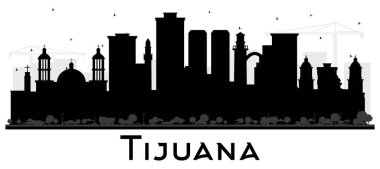 Tijuana Mexico City Skyline Silhouette with Black Buildings Isolated on White. Vector Illustration. Tourism Concept with Historic and Modern Architecture. Tijuana Cityscape with Landmarks. clipart