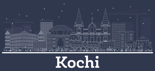 Décrivez Kochi India City Skyline Avec Des Bâtiments Blancs Illustration — Image vectorielle