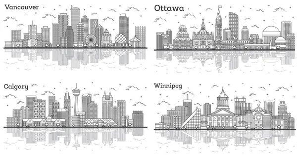 Osnova Ottawa Winnipeg Calgary Vancouver Canada City Panorama Moderní Budovy — Stock fotografie