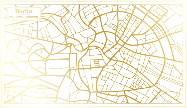 Berlim Alemanha Mapa Cidade Estilo Retro Cor Dourada Mapa Contorno —  Vetores de Stock