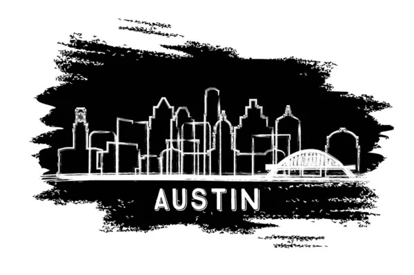 Austin Texas City Skyline Silhouette Desenho Mão Business Travel Tourism — Vetor de Stock