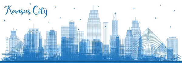 Décrivez Kansas City Missouri Skyline Avec Blue Buildings Illustration Vectorielle — Image vectorielle