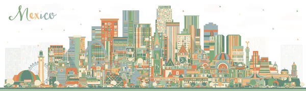 Mexico Country City Skyline Barevnými Budovami Vektorová Ilustrace Koncept Historickou — Stockový vektor