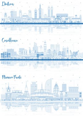 Ana hatları Kuveyt ve Manama Bahreyn Şehri Skylines ve Renk Binaları beyaza izole edilmiş. Şehir simgelerine sahip şehirler. 