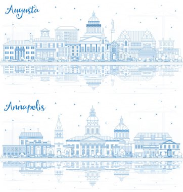 Ana hatları Kuveyt ve Manama Bahreyn Şehri Skylines ve Renk Binaları beyaza izole edilmiş. Şehir simgelerine sahip şehirler. 