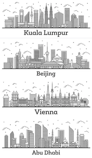 Ääriviivat Peking Kiina Wien Itävalta Kuala Lumpur Malesia Abu Dhabi — kuvapankkivalokuva